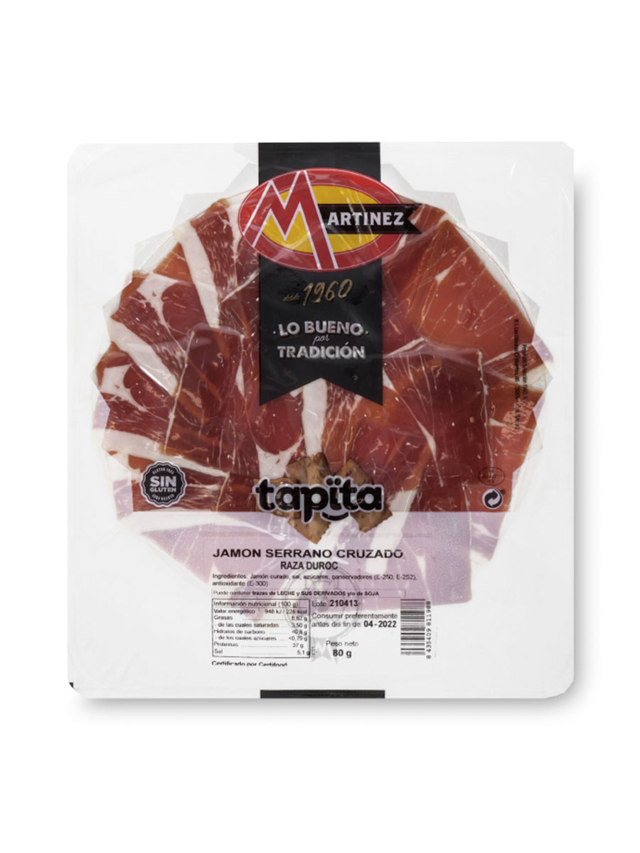 Jamón Serrano Cruzado Raza Duroc 80Gr